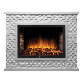 Портал Firelight Quadro 30 камень песчаник античный белый, белая эмаль фото