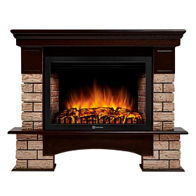 Портал Firelight Forte Wood 30 камень коричневый, шпон темный дуб фото