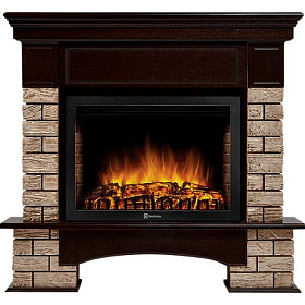 Портал Firelight Forte Wood 25 U угловой камень коричневый, шпон темный дуб фото
